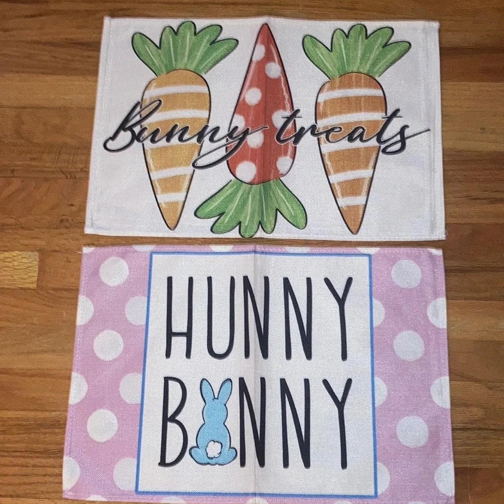 Four Happy Easter Canvas Hunny Bunny Placemats New Without Tags